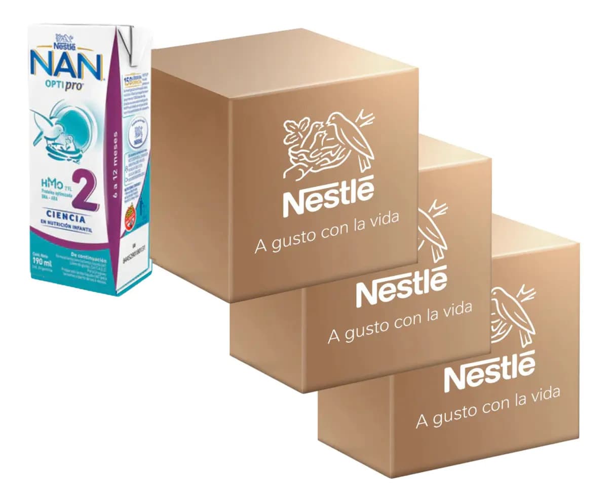 Combo X72 Nan Optipro 2 Brick Leche Infantil 190 Ml Sabor Sin Sabor