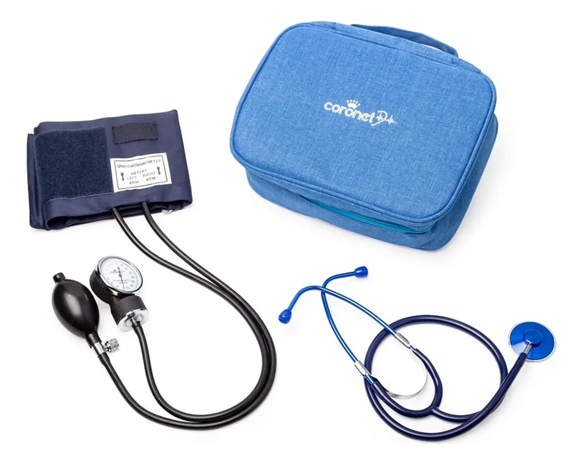 Kit Enfermería Coronet - Tensiómetro Aneroide + Estetoscopio Azul Tensiometro