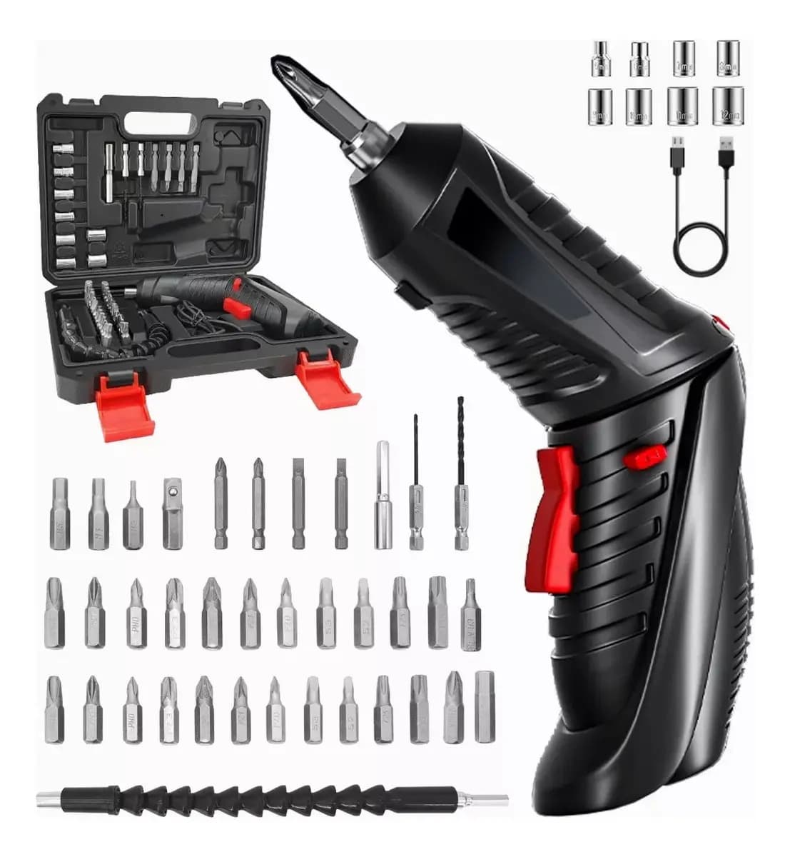 Destornillador Eléctrico Taladro Inalámbrico ,destornillador Electrico,destornillador Inalambrico,desatornillardor Electrico,negro,47pcs