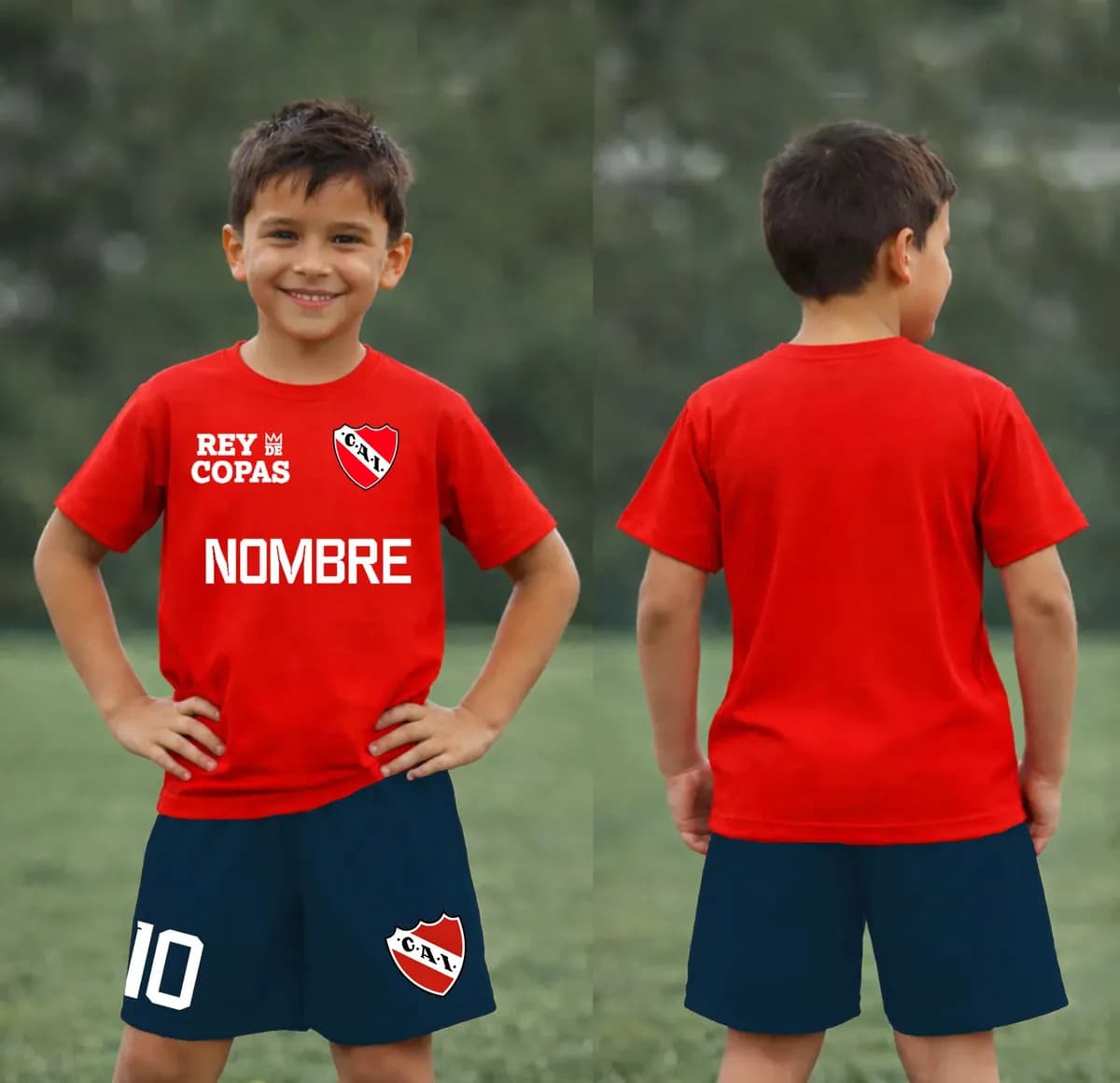 Conjunto Niño Short+remera Algodón Independiente Club Futbol Remera Roja Short Azul 6