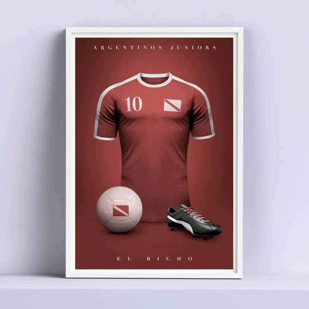 Cuadro Argentinos Juniors Camiseta Futbol Decodam 30x40cm Blanco
