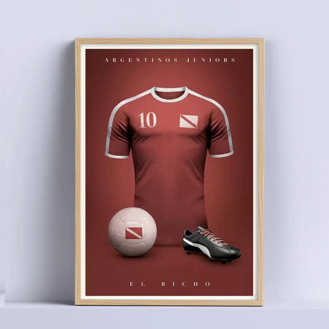 Cuadro Argentinos Juniors Camiseta Futbol Decodam 30x40cm Natural