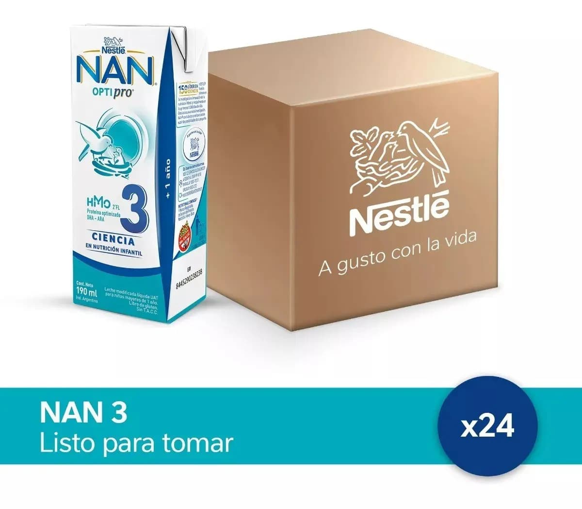 Leche Infantil Nan Optipro 3 Nestlé 190ml x 24 Unidades Lista Para Tomar