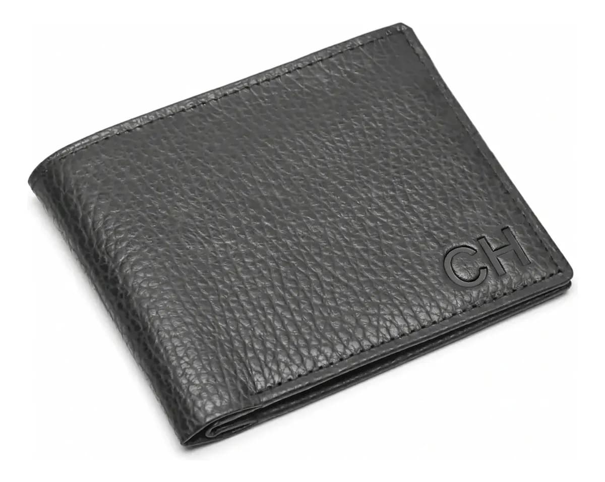 Billetera De Cuero Billetera Hombre Grabado Personalizado Negro Liso