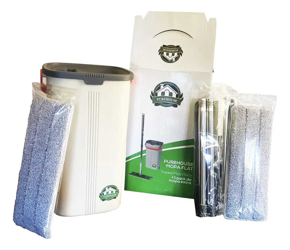 Mopa PUREHOUSE MOPA FLAT con balde centrifugador Gris