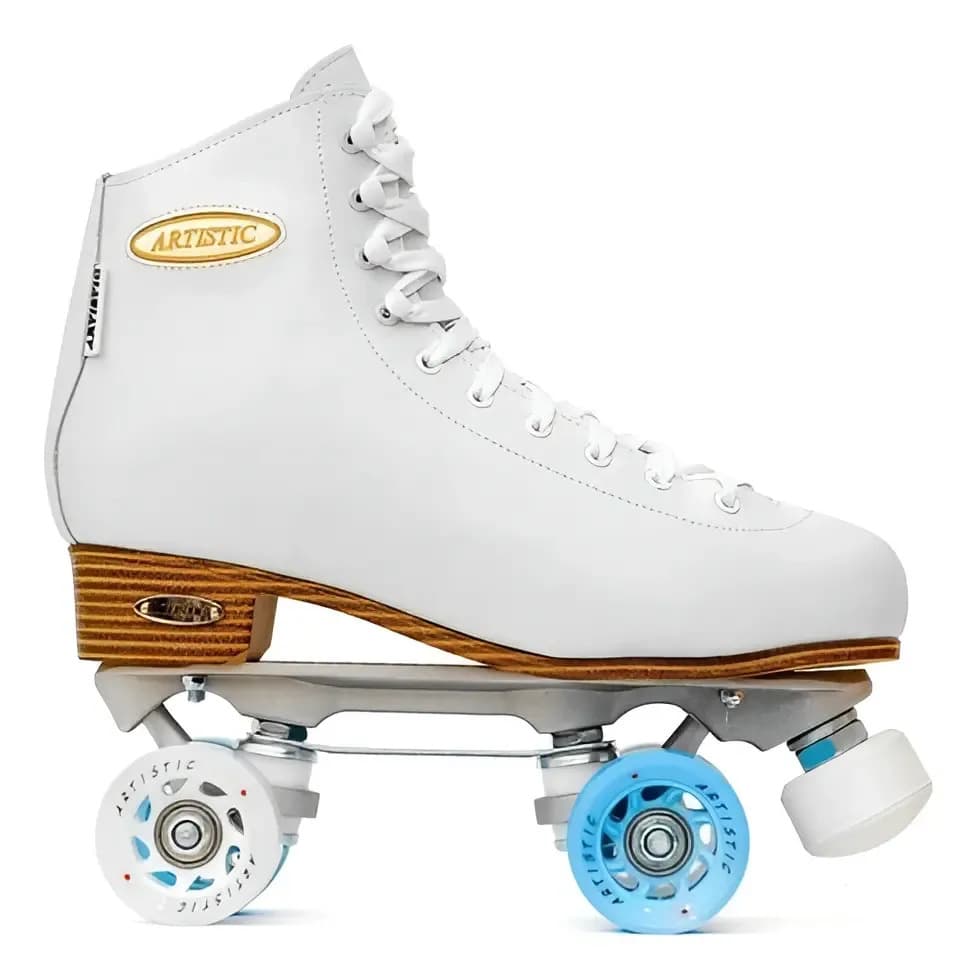 Patin Artistico Profesional Platinum Bota Cuero Alum. El Rey Color Blanco Talle De Los Patines 38 Tamaño De Las Ruedas 60 Mm