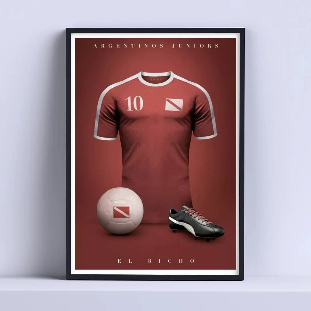 Cuadro Argentinos Juniors Camiseta Futbol Decodam 30x40cm Negro