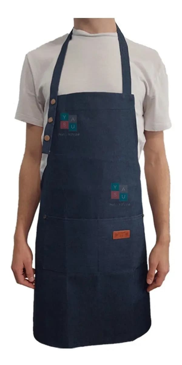 Delantal Cocina Jean Hombre Mujer Cocinero Parrillero Asador Color Azul