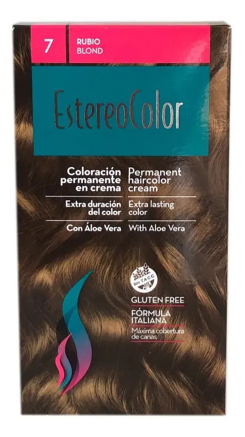 Kit Tintura Cabello EstereoColor Permanente 7 Rubio con Activador 94mL